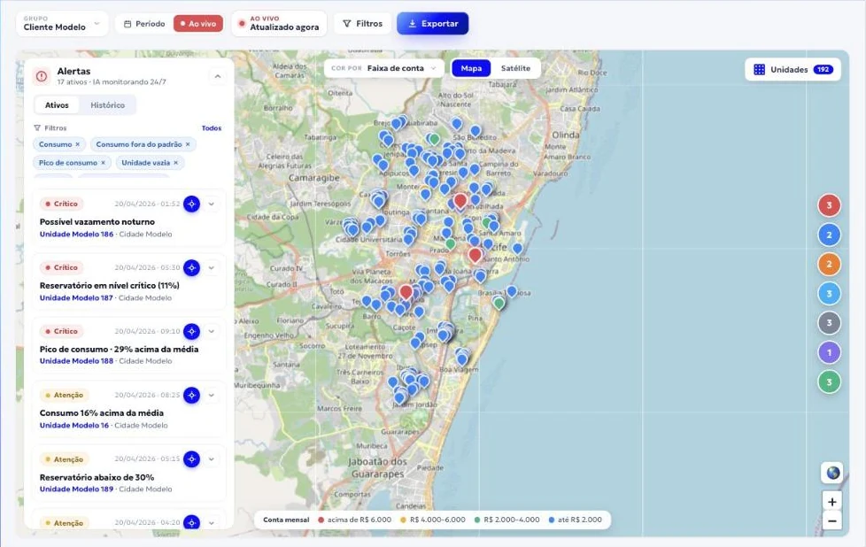 Mapa Operacional na Plataforma FOOZ e alertas da operação no aplicativo