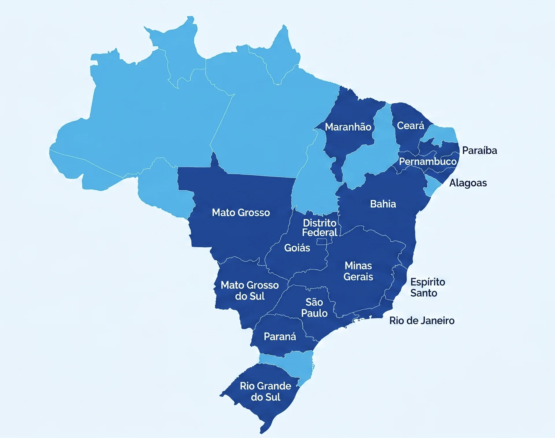 Mapa do Brasil — estados com presença FOOZ