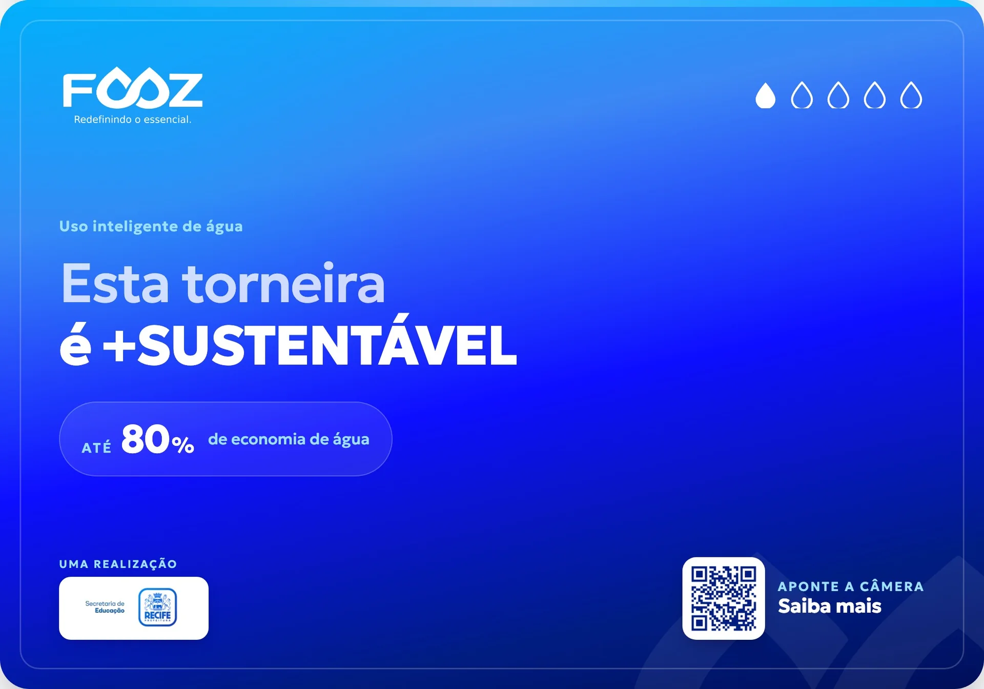 Adesivo ESG: esta torneira é +sustentável, até 80% de economia de água